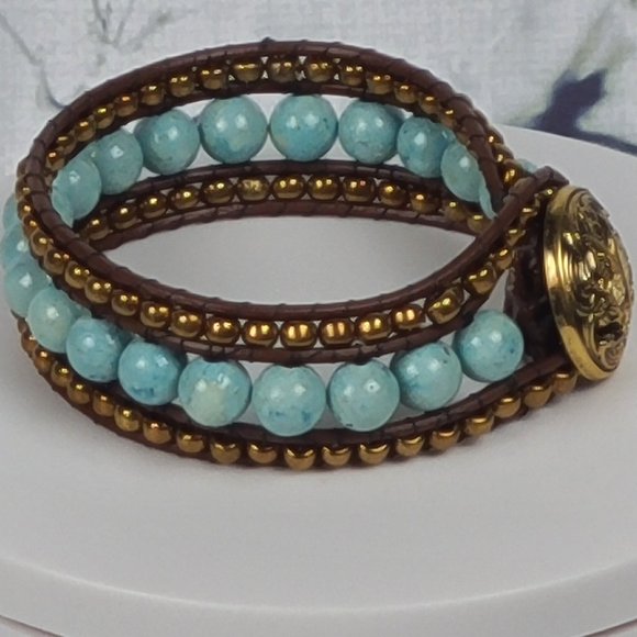 Bead and Leather Bracelet - Picture 2 of 6